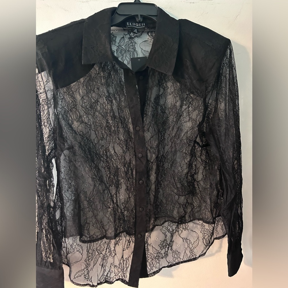 Black lace top with arm pads